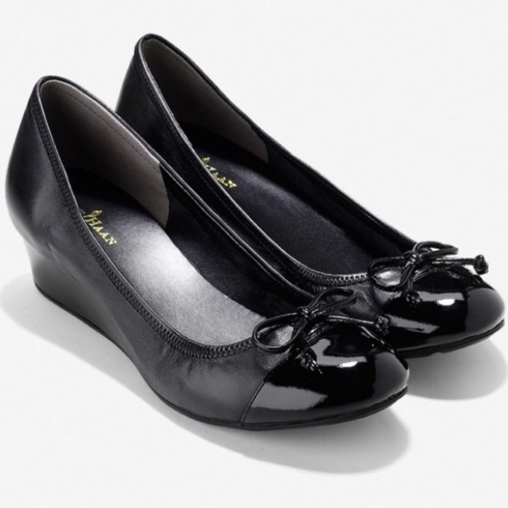 Brand New with Box Cole Hana Air Talia Wedge Black/Black Patent